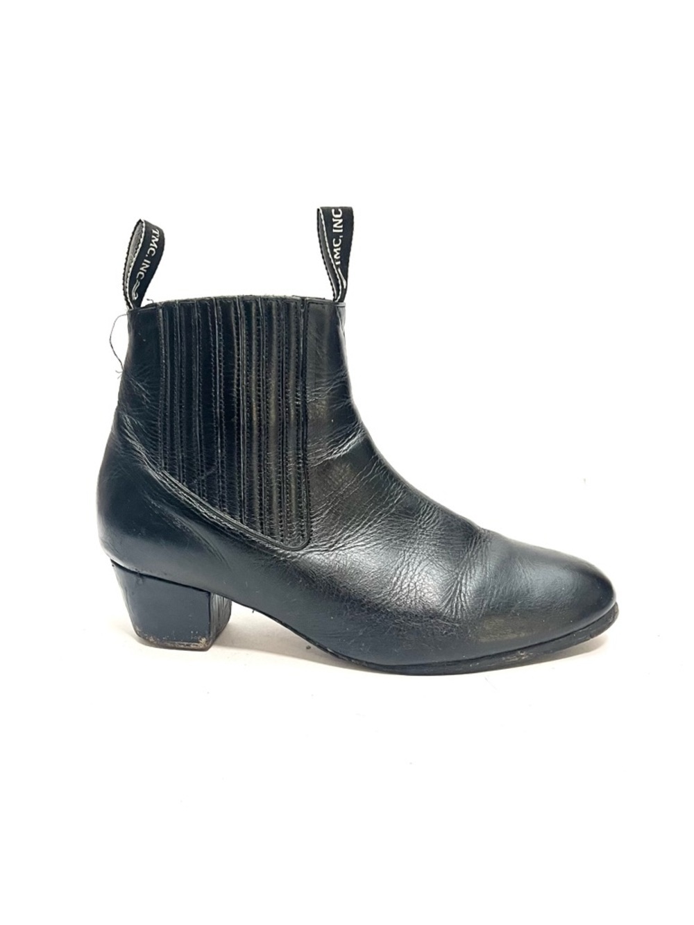 Vintage 1990s men's black leather pull on western style Chelsea ankle boots